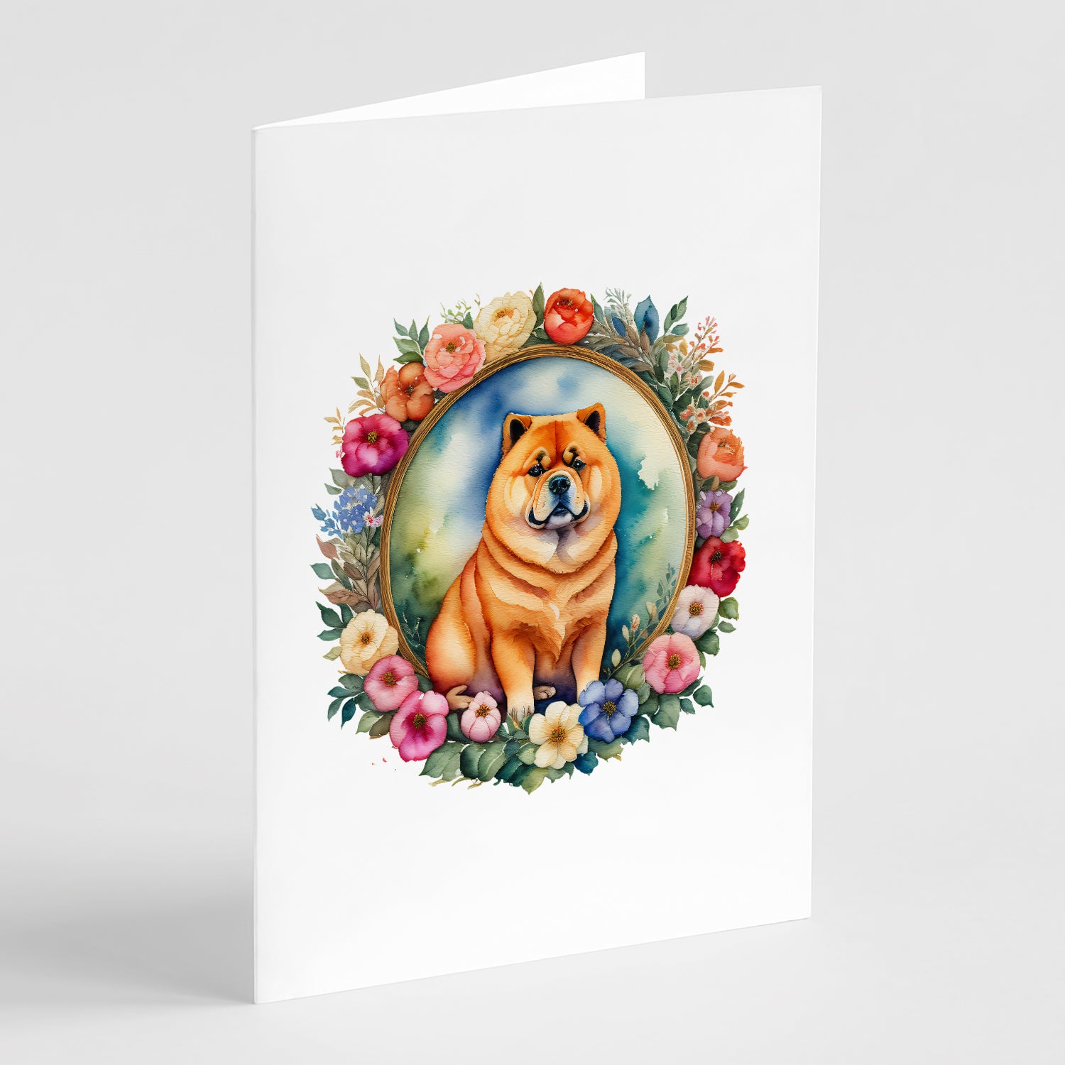 Buy this Chow Chow and Flowers Greeting Cards Pack of 8
