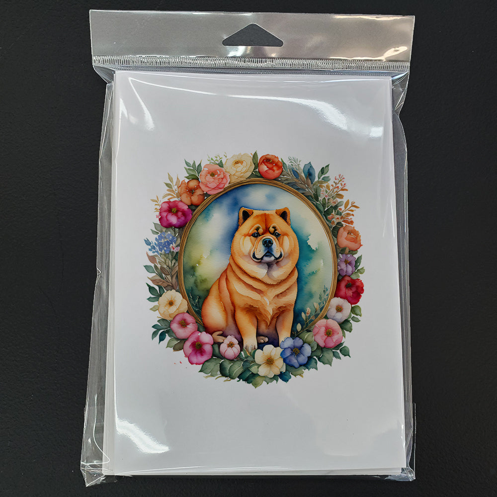 Chow Chow and Flowers Greeting Cards Pack of 8