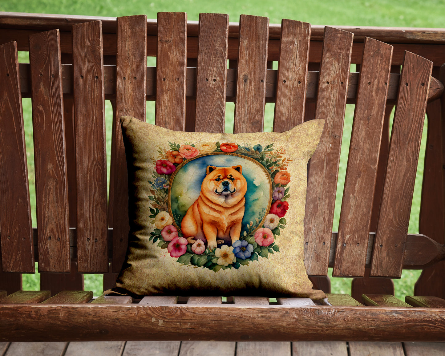 Chow Chow and Flowers Throw Pillow