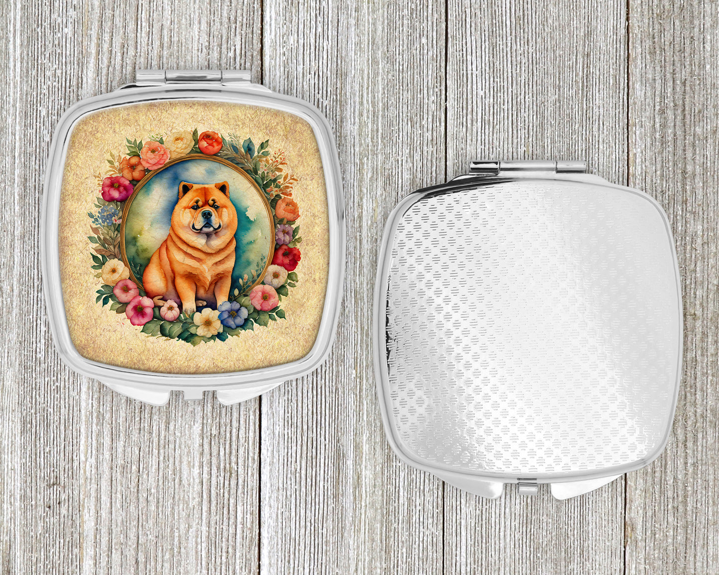 Chow Chow and Flowers Compact Mirror