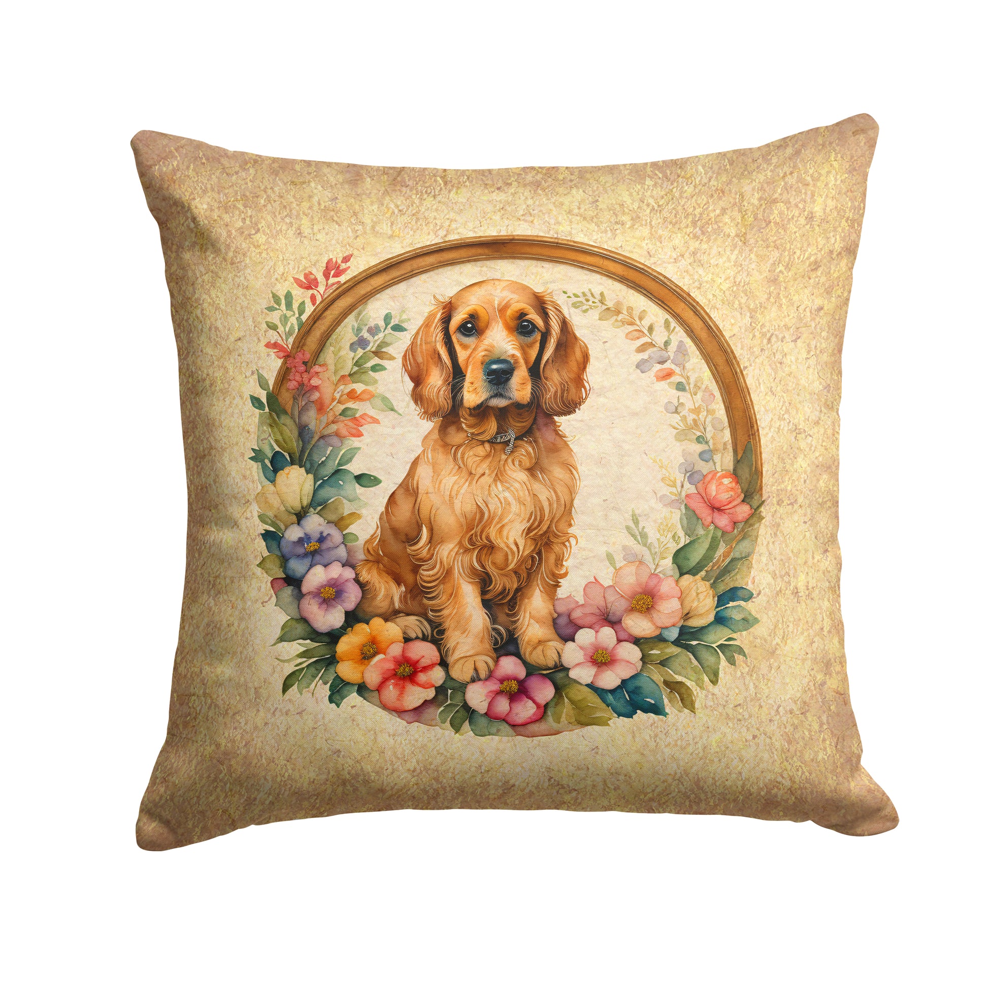 Buy this Cocker Spaniel and Flowers Throw Pillow