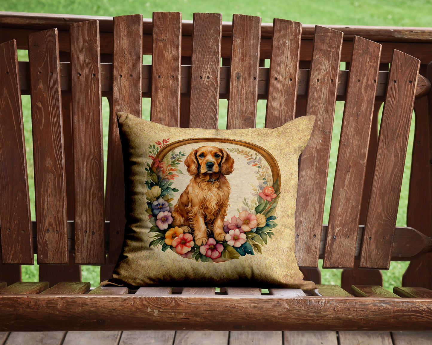 Cocker Spaniel and Flowers Throw Pillow