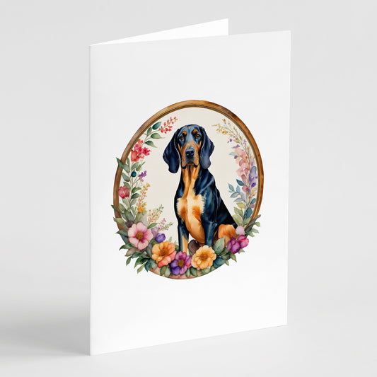 Buy this Coonhound and Flowers Greeting Cards Pack of 8