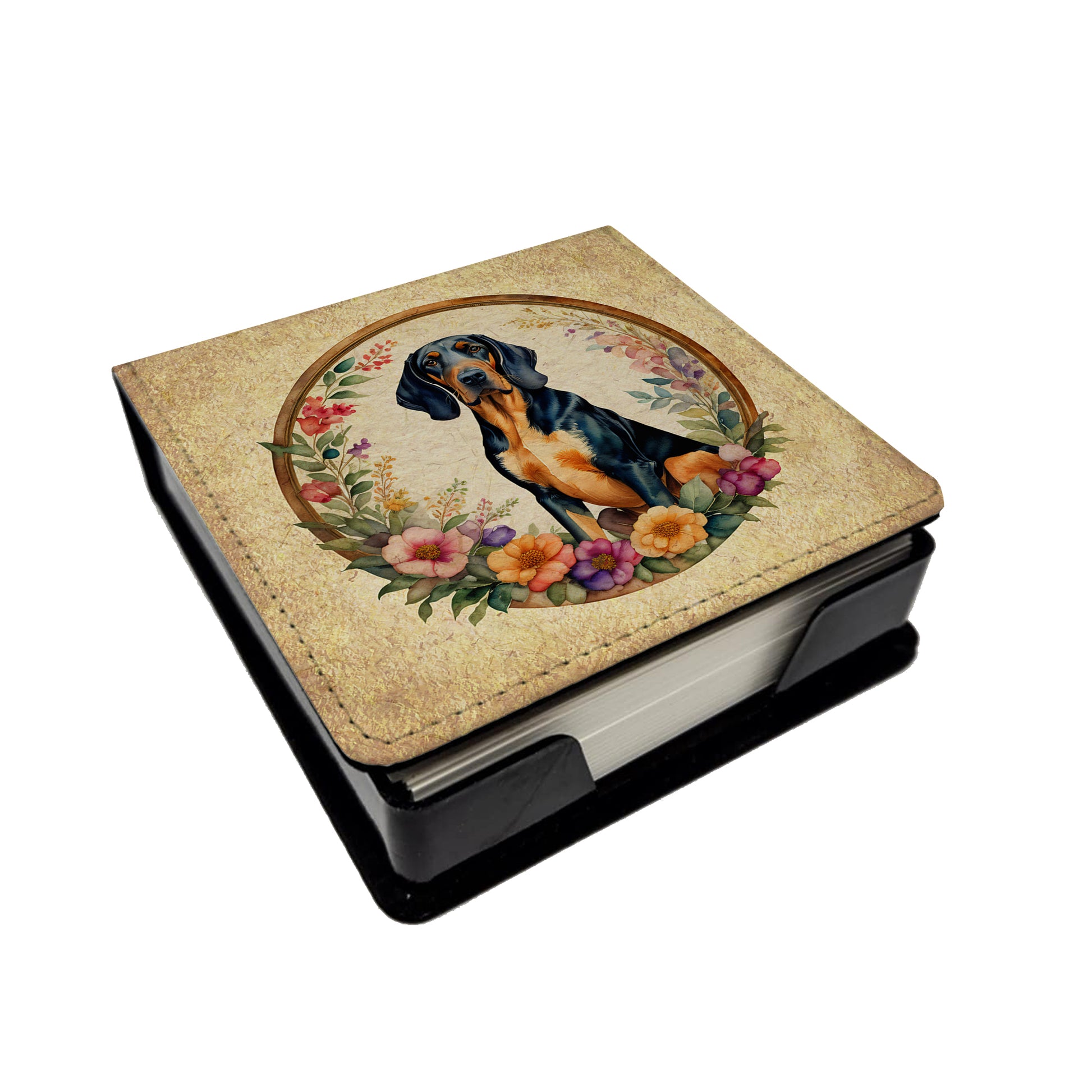 Buy this Coonhound and Flowers PU Leather Note Paper Holder