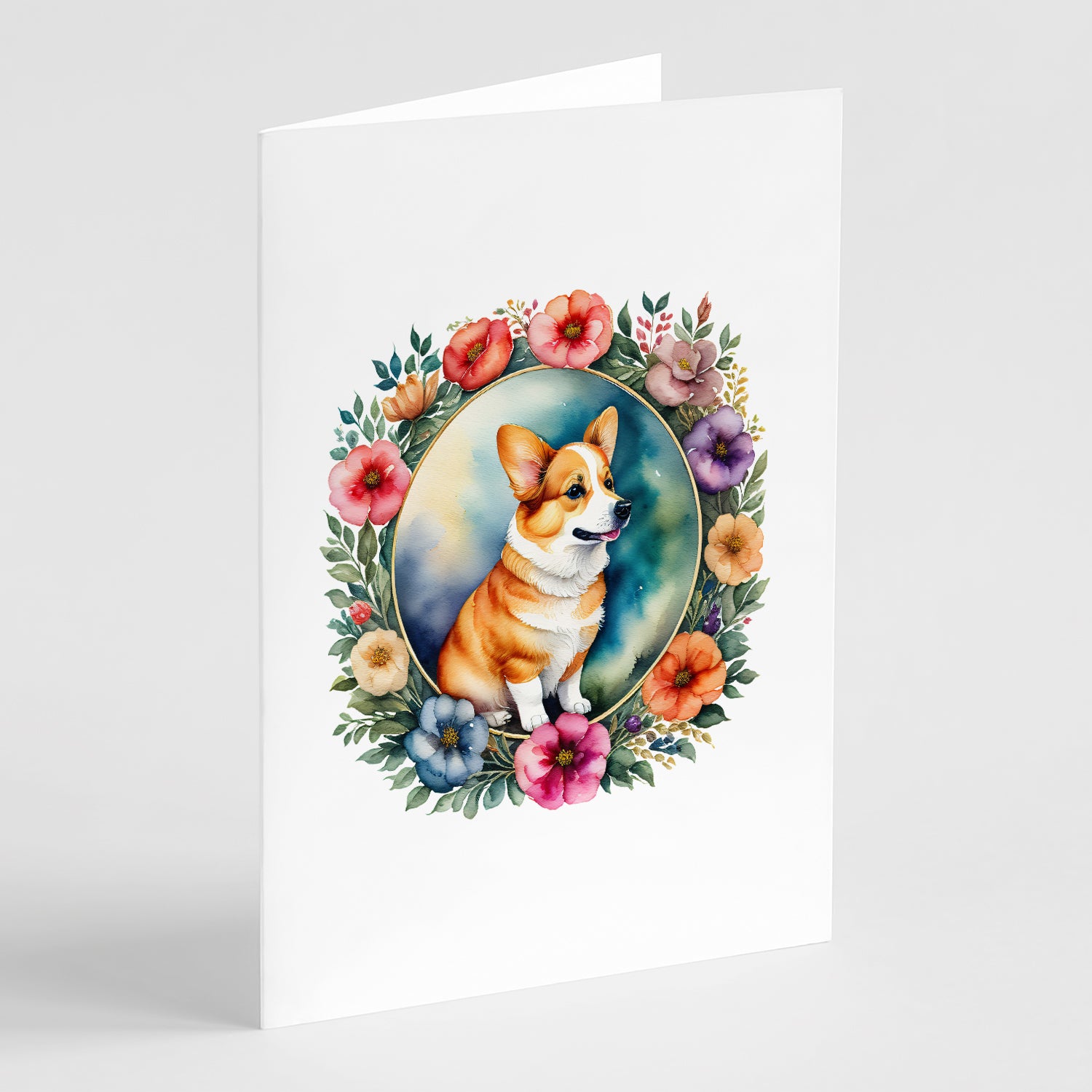 Buy this Corgi and Flowers Greeting Cards Pack of 8