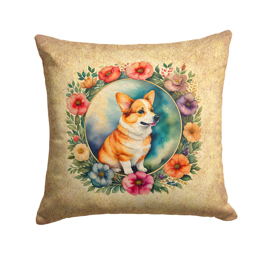 Buy this Corgi and Flowers Throw Pillow