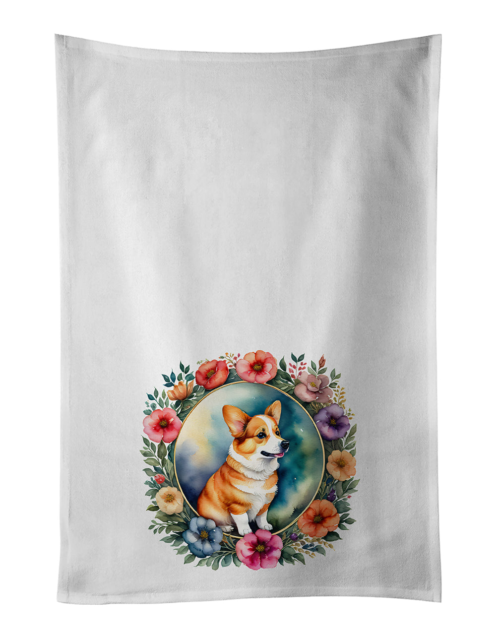 Buy this Corgi and Flowers Kitchen Towel Set of 2