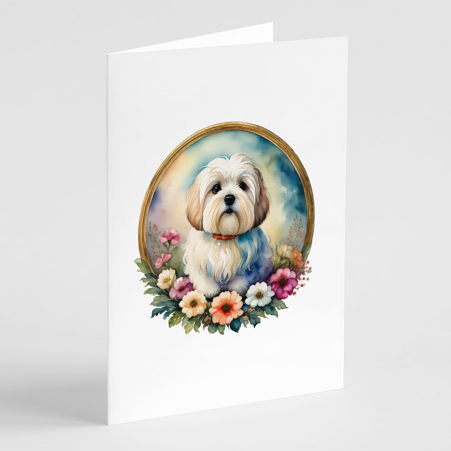 Buy this Coton De Tulear and Flowers Greeting Cards Pack of 8