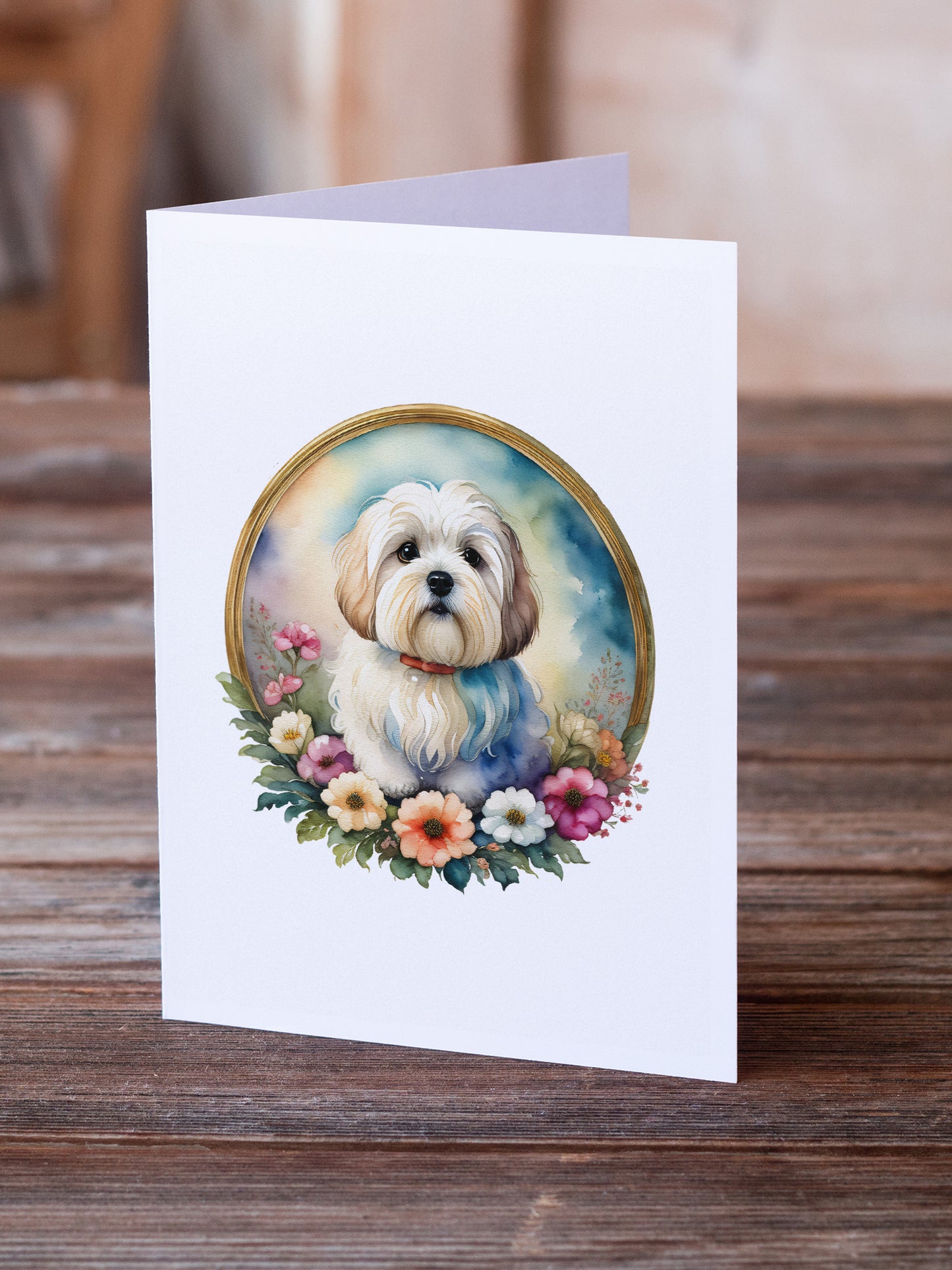 Coton De Tulear and Flowers Greeting Cards Pack of 8