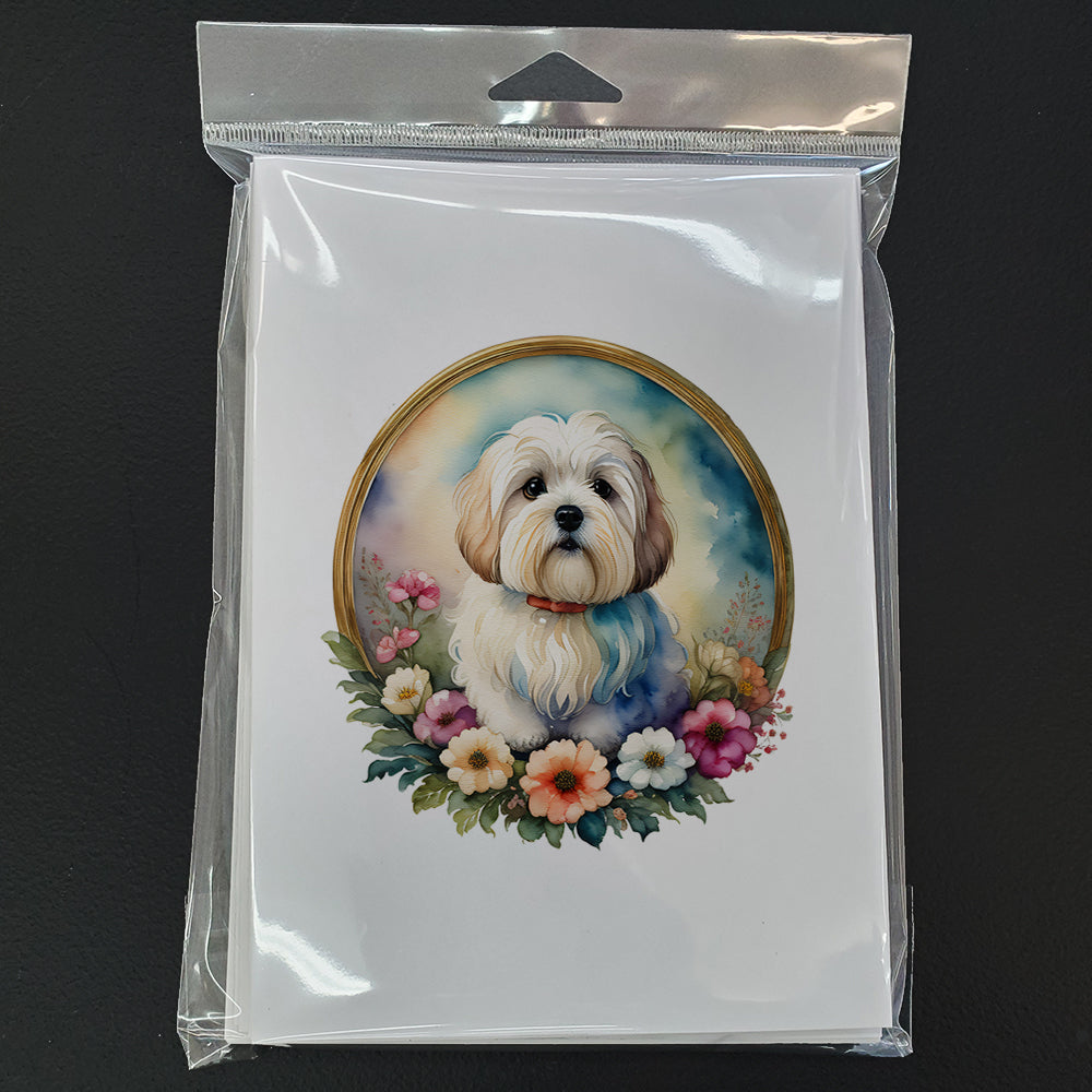 Coton De Tulear and Flowers Greeting Cards Pack of 8