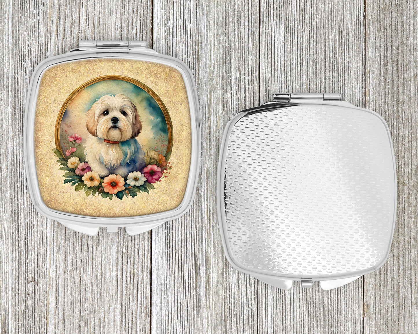 Coton De Tulear and Flowers Compact Mirror