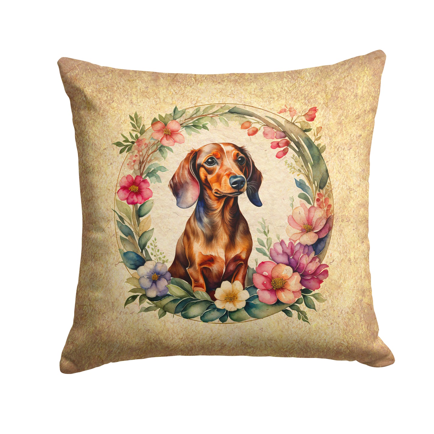 Buy this Dachshund and Flowers Throw Pillow