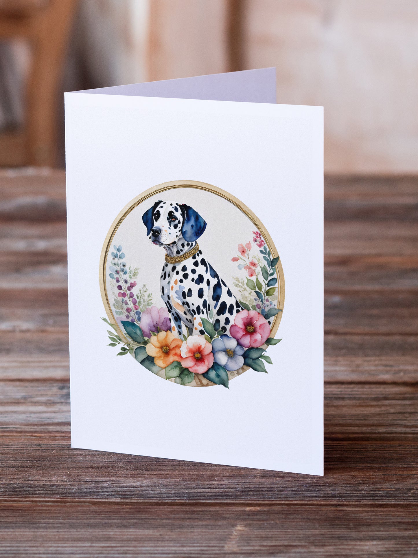 Dalmatian and Flowers Greeting Cards Pack of 8