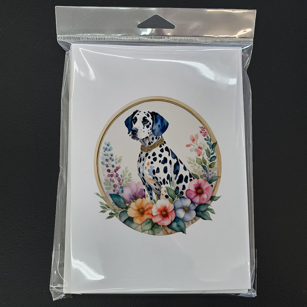 Dalmatian and Flowers Greeting Cards Pack of 8