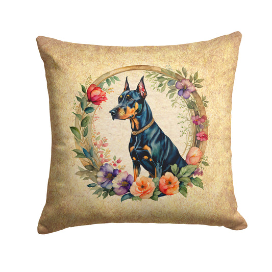 Buy this Doberman Pinscher and Flowers Throw Pillow