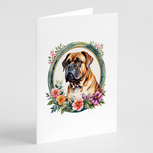 Buy this Dogue de Bordeaux and Flowers Greeting Cards Pack of 8