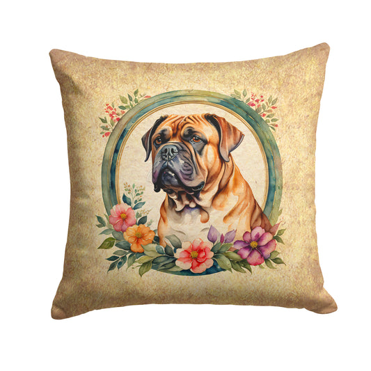 Buy this Dogue de Bordeaux and Flowers Throw Pillow