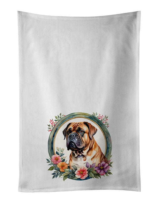 Buy this Dogue de Bordeaux and Flowers Kitchen Towel Set of 2