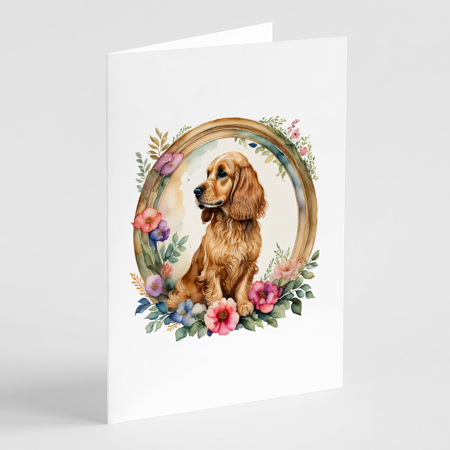 Buy this English Cocker Spaniel and Flowers Greeting Cards Pack of 8