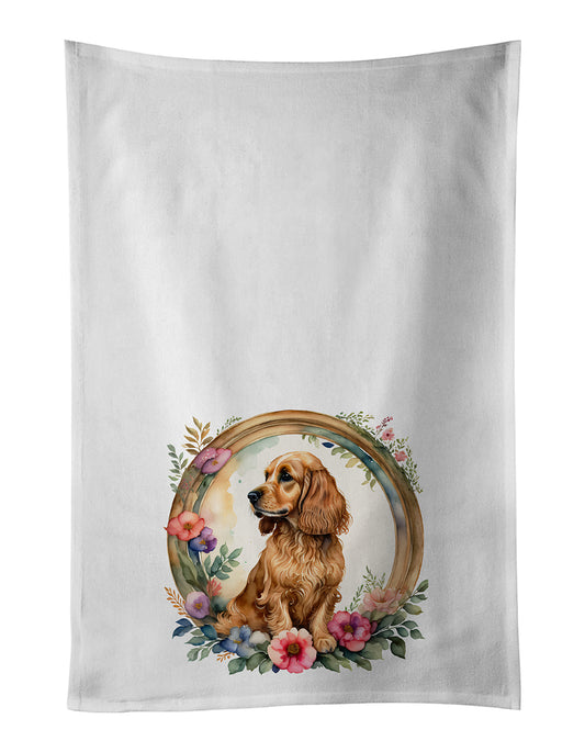 Buy this English Cocker Spaniel and Flowers Kitchen Towel Set of 2