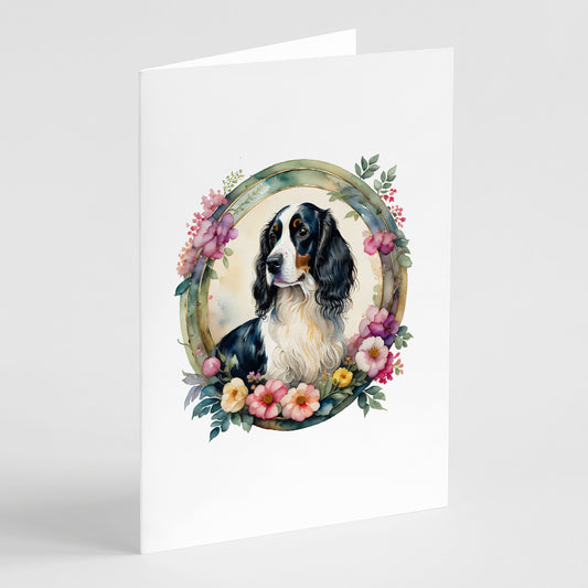 Buy this English Springer Spaniel and Flowers Greeting Cards Pack of 8