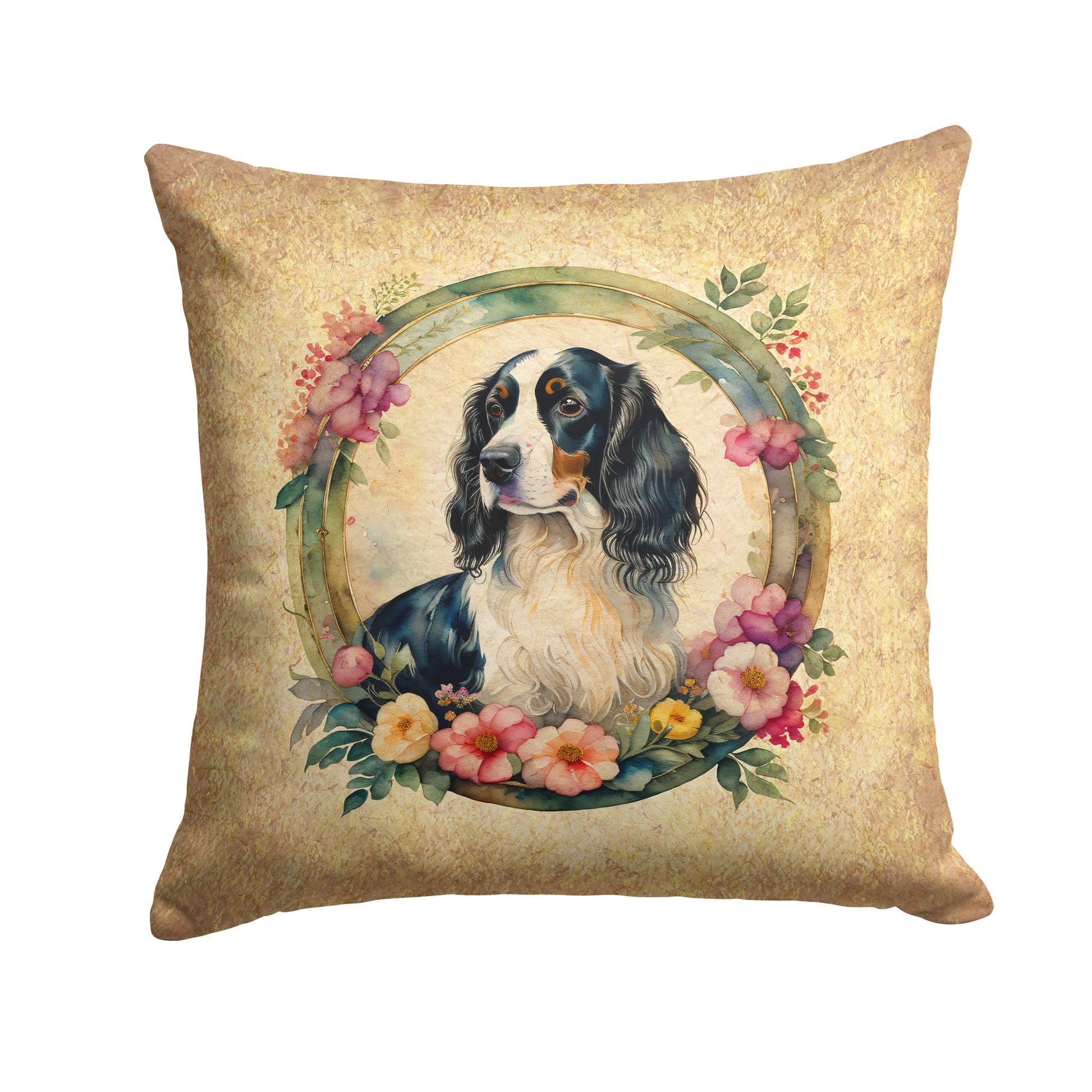 Buy this English Springer Spaniel and Flowers Throw Pillow