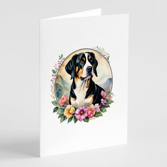 Buy this Entlebucher Mountain Dog and Flowers Greeting Cards Pack of 8
