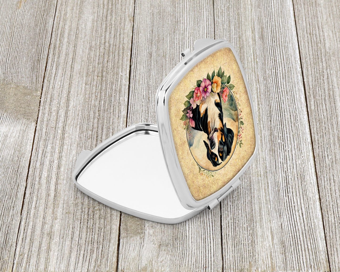Entlebucher Mountain Dog and Flowers Compact Mirror