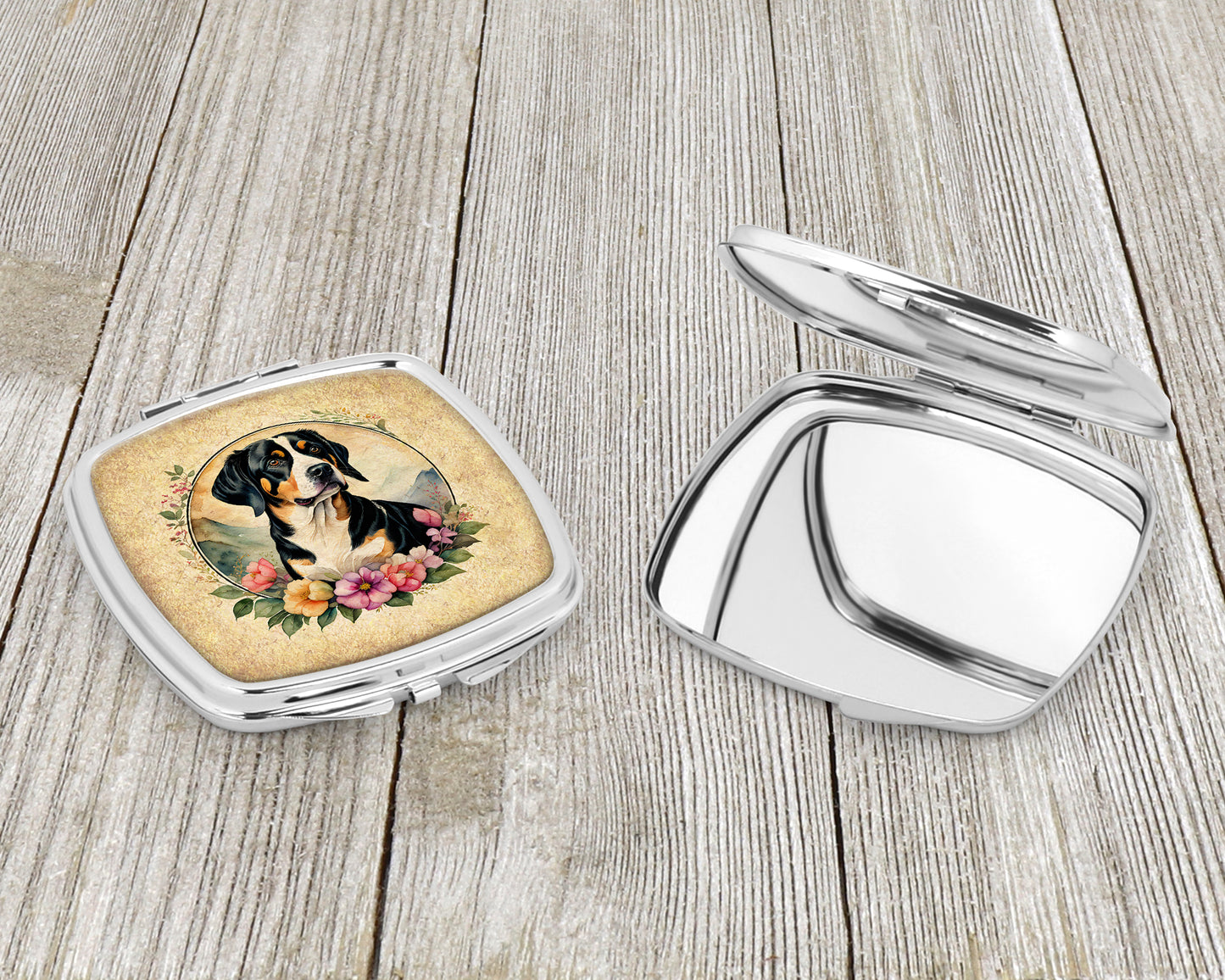 Entlebucher Mountain Dog and Flowers Compact Mirror