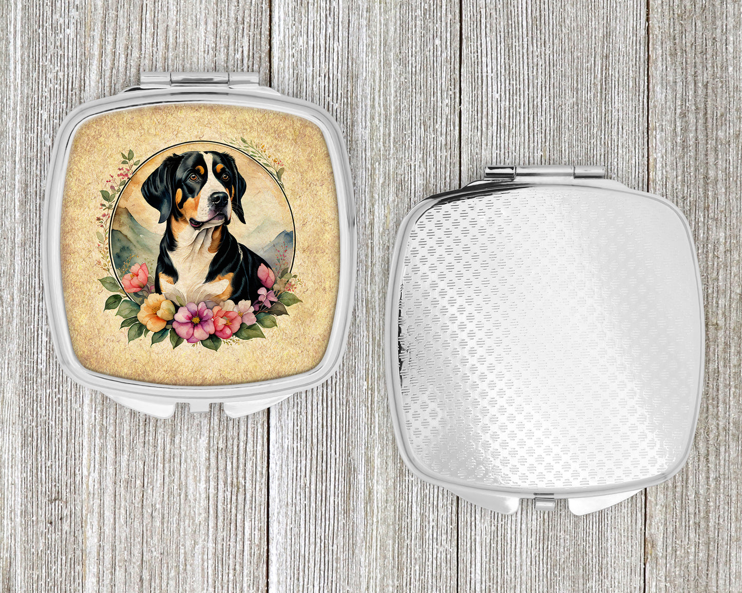 Entlebucher Mountain Dog and Flowers Compact Mirror