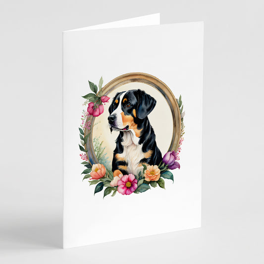 Buy this Entlebucher Mountain Dog and Flowers Greeting Cards Pack of 8