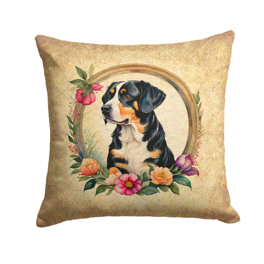 Buy this Entlebucher Mountain Dog and Flowers Throw Pillow