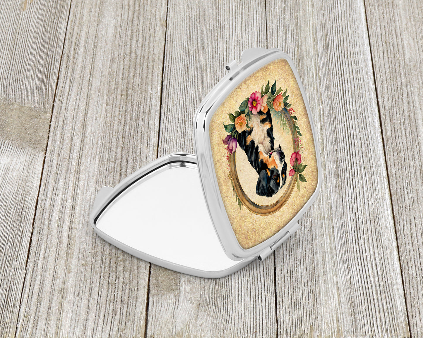Entlebucher Mountain Dog and Flowers Compact Mirror