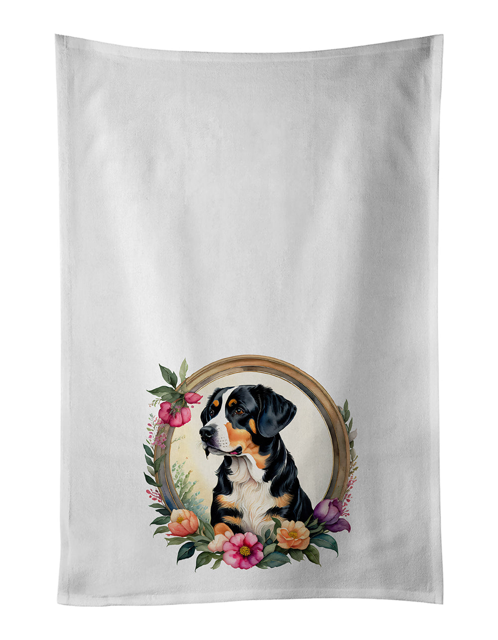 Buy this Entlebucher Mountain Dog and Flowers Kitchen Towel Set of 2