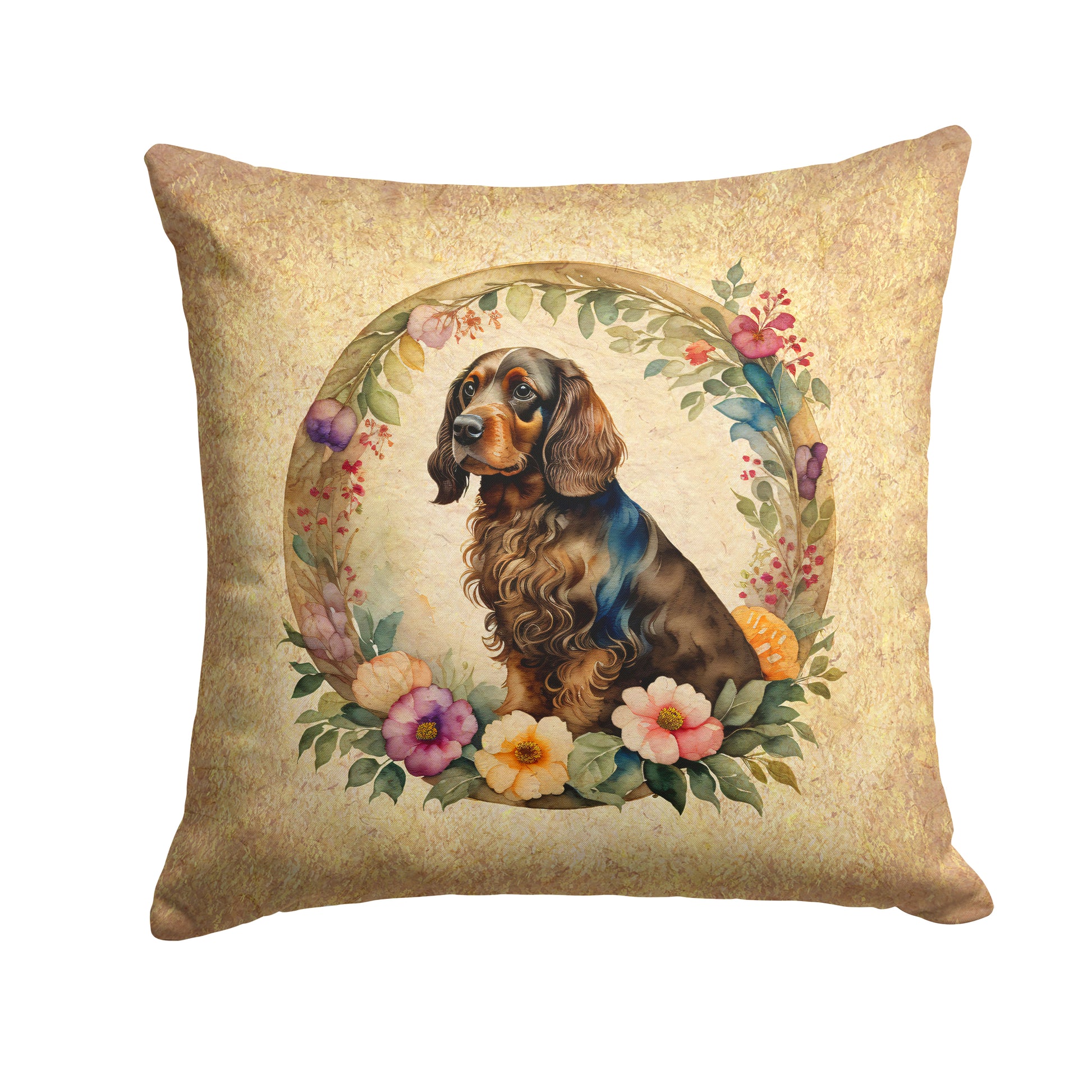 Buy this Field Spaniel and Flowers Throw Pillow