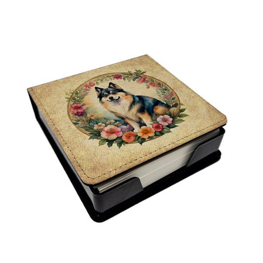 Buy this Finnish Lapphund and Flowers PU Leather Note Paper Holder