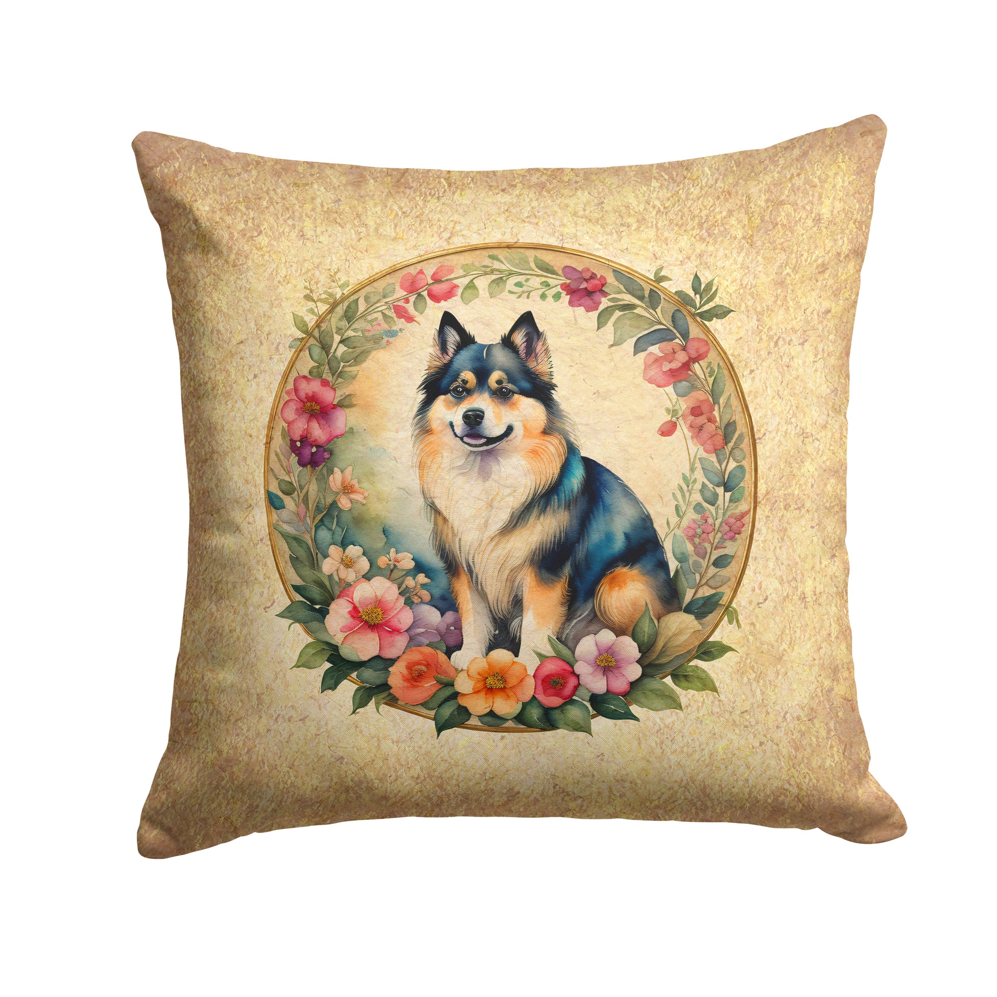 Buy this Finnish Lapphund and Flowers Throw Pillow