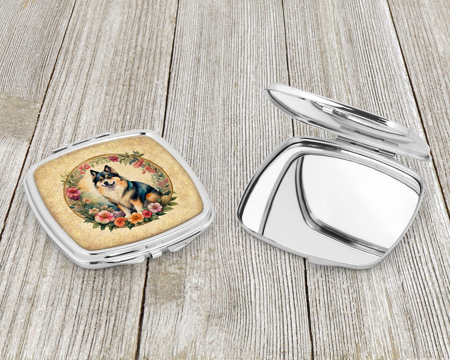 Finnish Lapphund and Flowers Compact Mirror