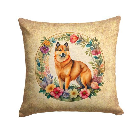 Buy this Finnish Spitz and Flowers Throw Pillow