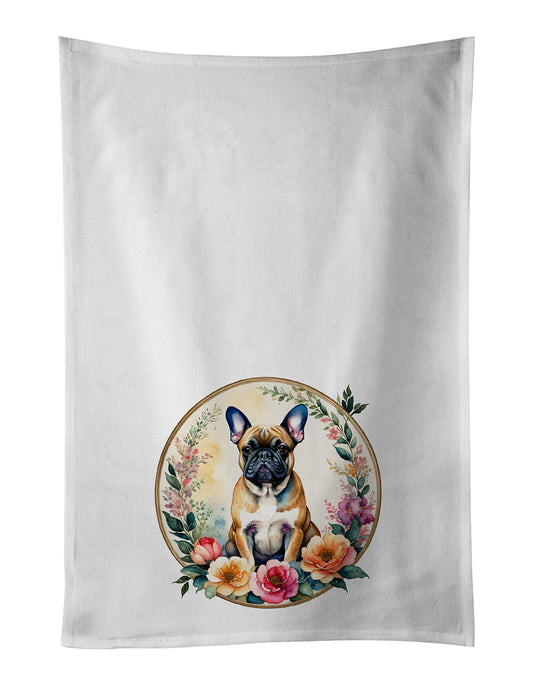 Buy this Fawn  French Bulldog and Flowers Kitchen Towel Set of 2