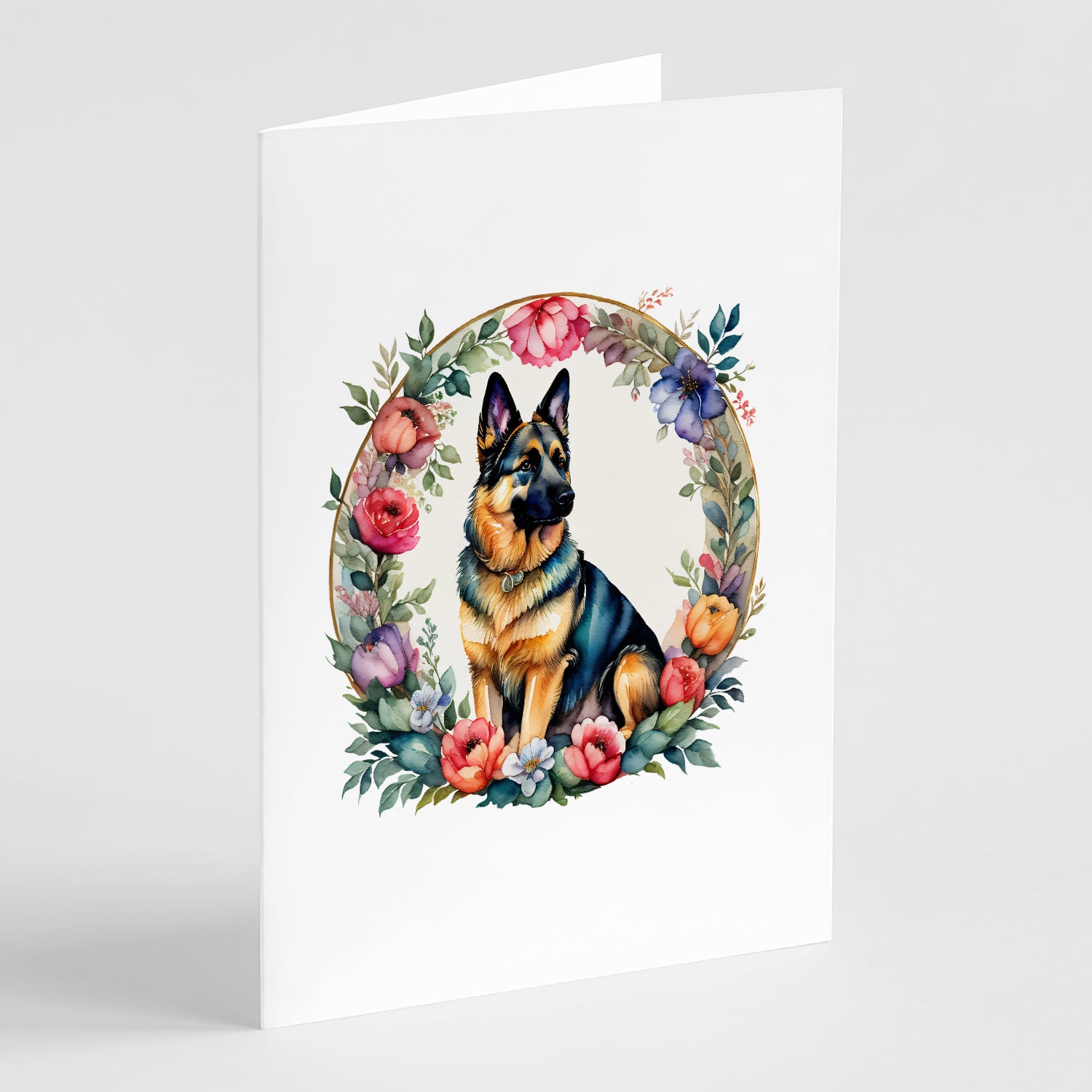 Buy this German Shepherd and Flowers Greeting Cards Pack of 8