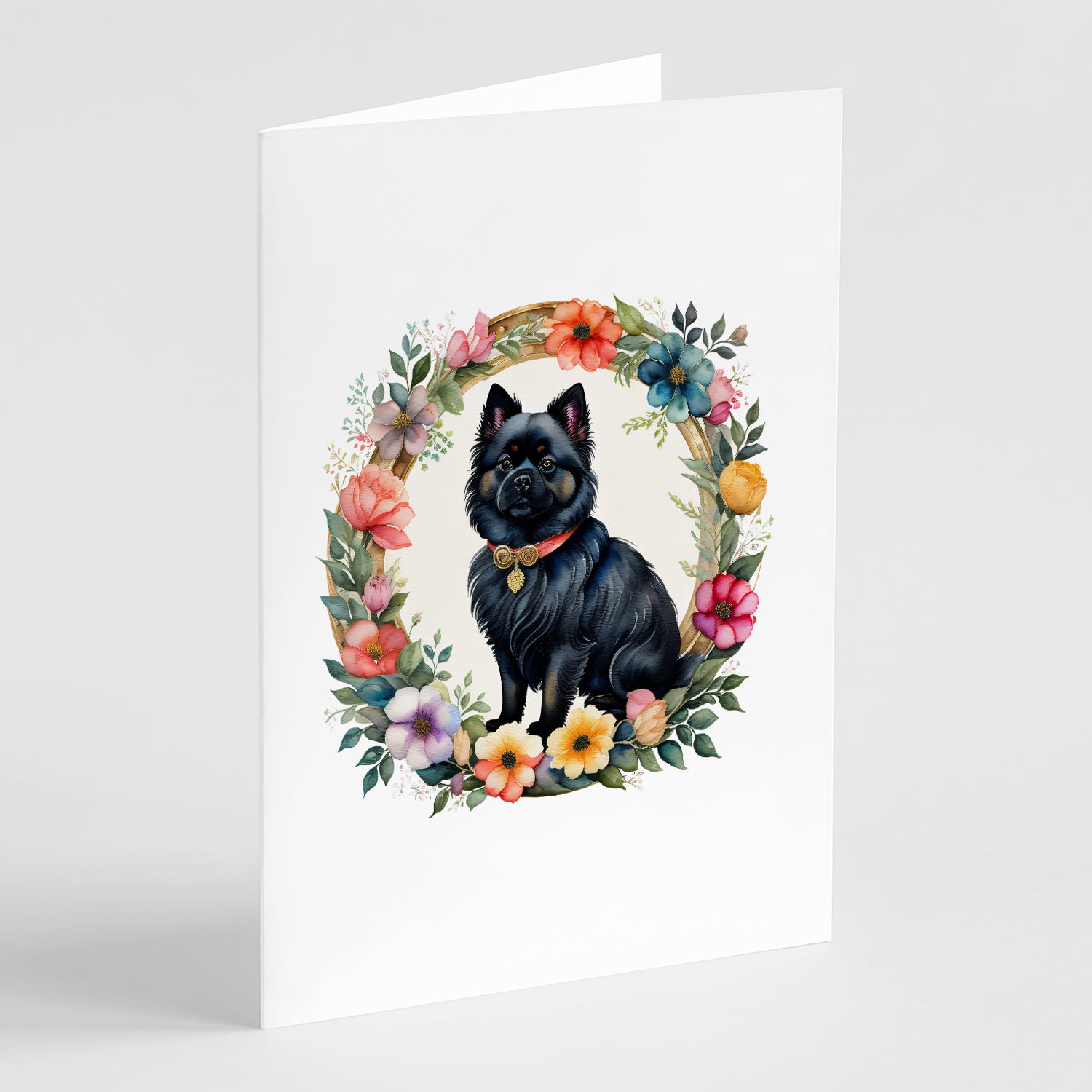 Buy this German Spitz and Flowers Greeting Cards Pack of 8