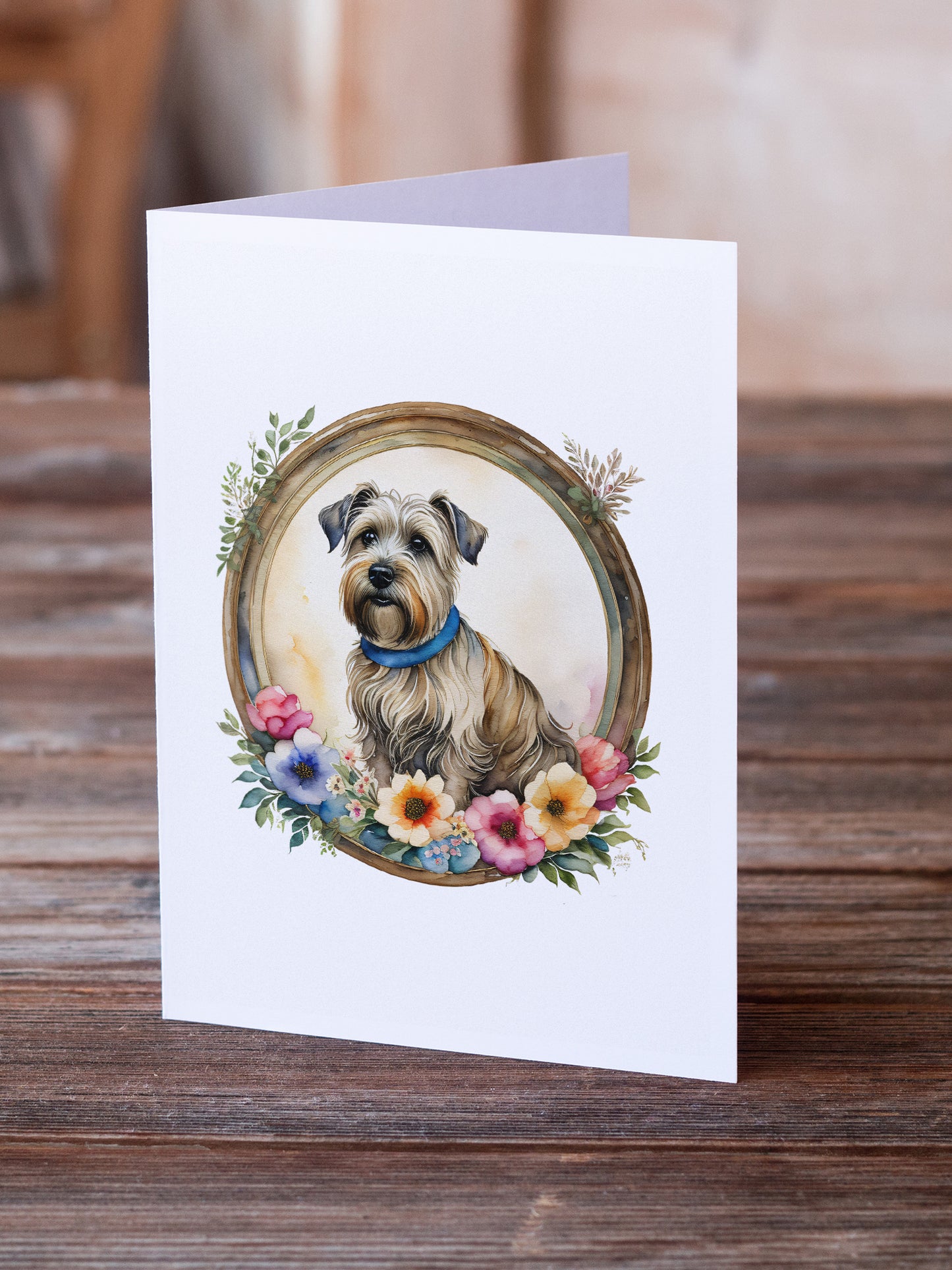 Glen of Imaal Terrier and Flowers Greeting Cards Pack of 8