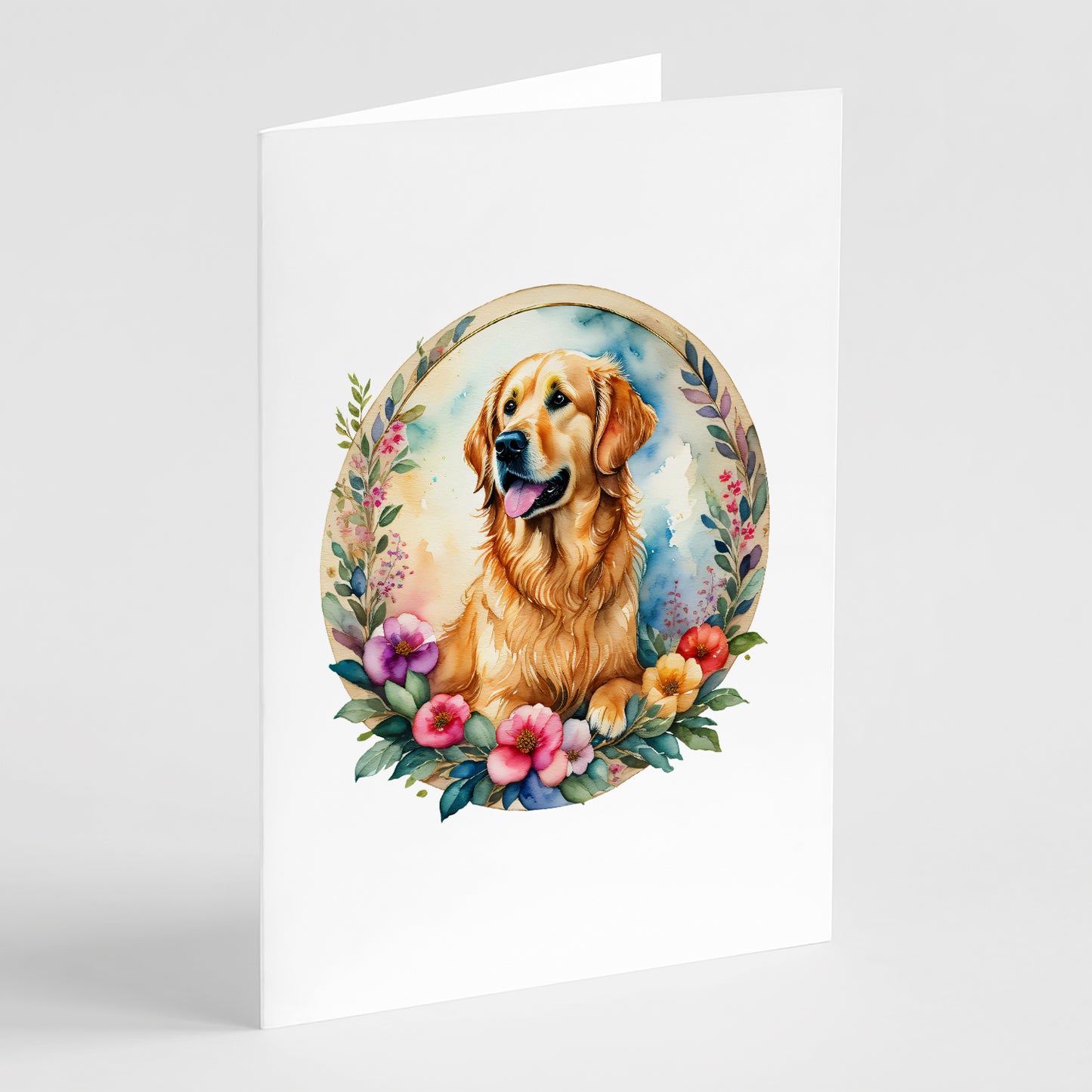 Buy this Golden Retriever and Flowers Greeting Cards Pack of 8