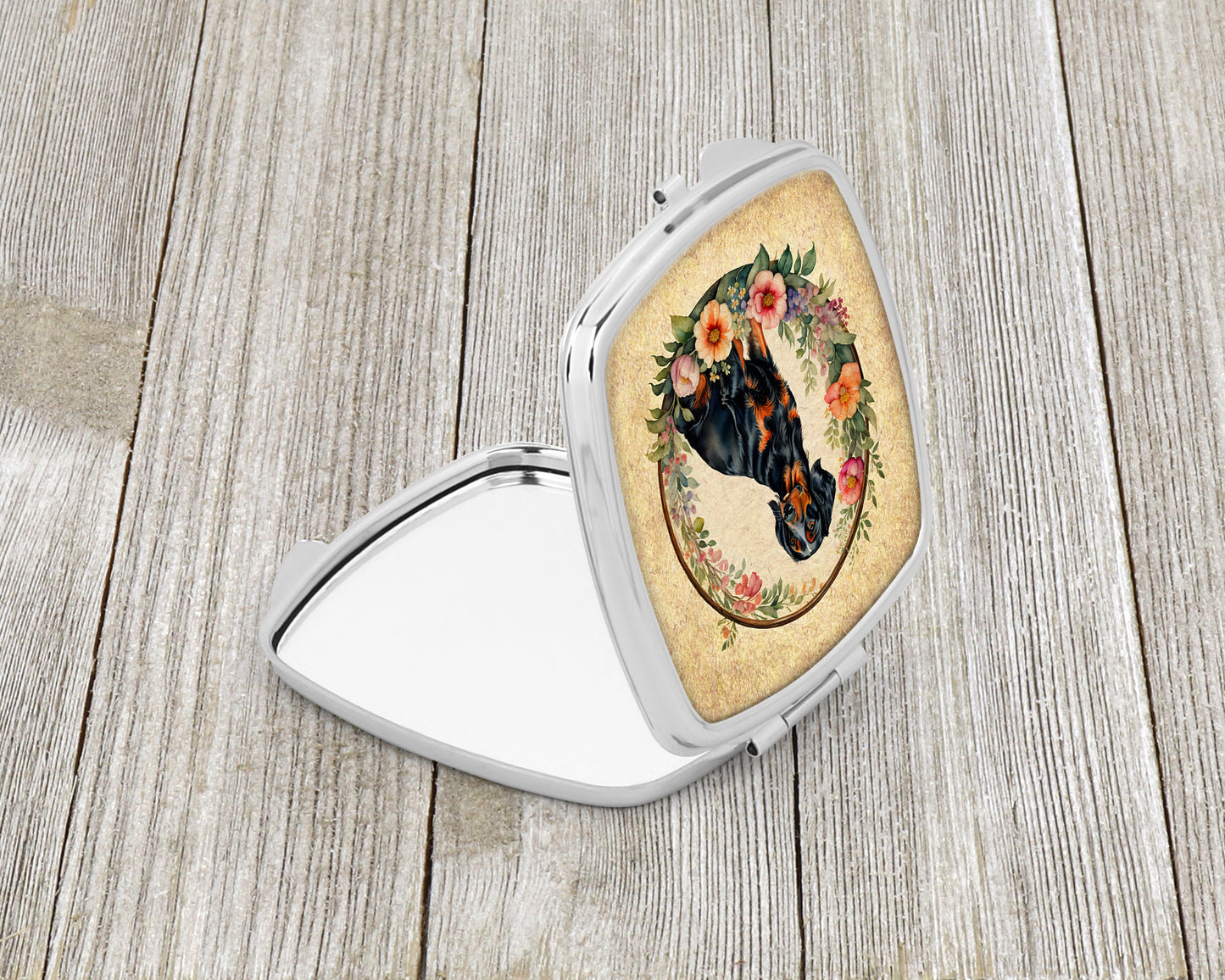 Gordon Setter and Flowers Compact Mirror