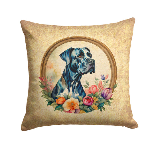 Buy this Great Dane and Flowers Throw Pillow