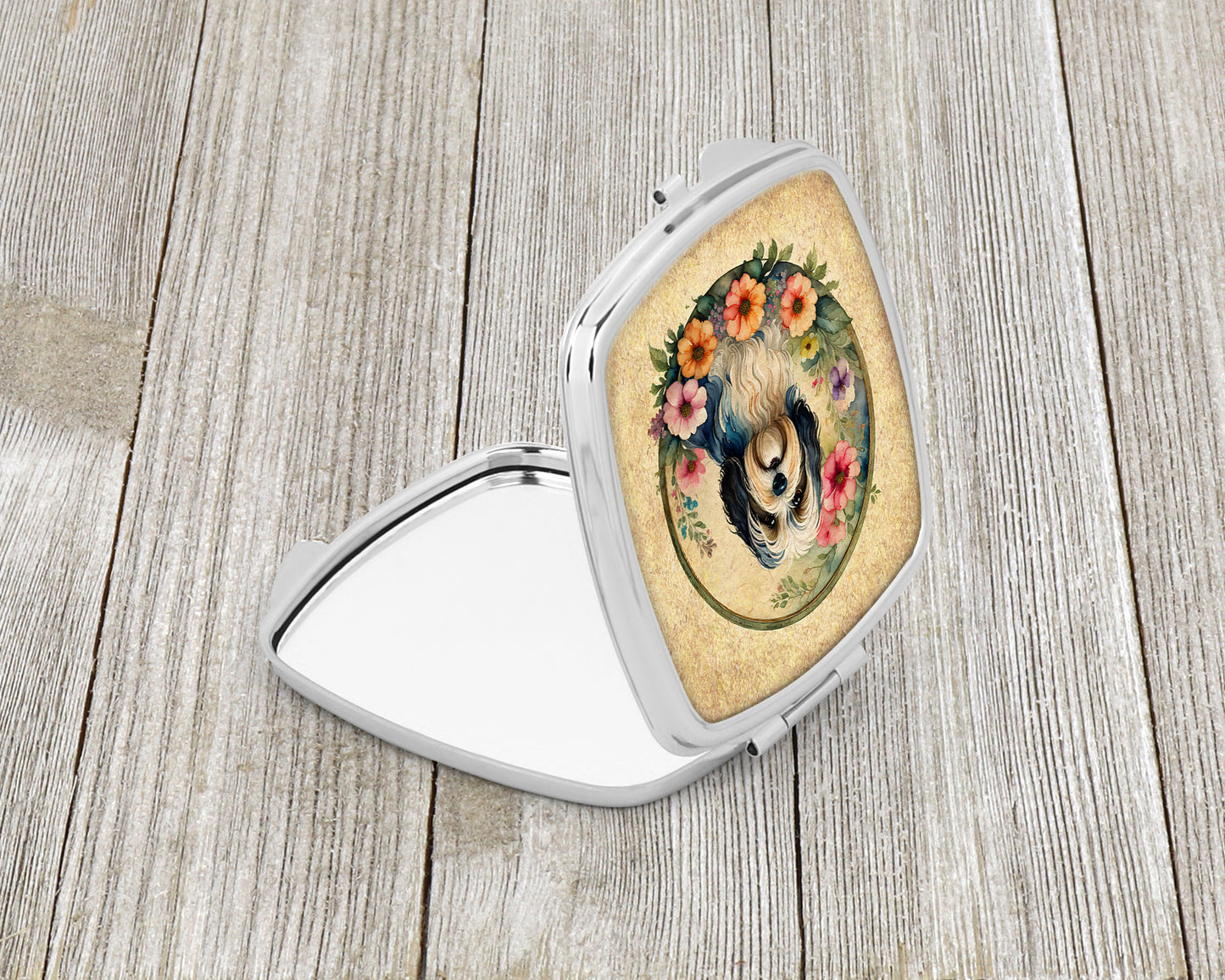 Havanese and Flowers Compact Mirror