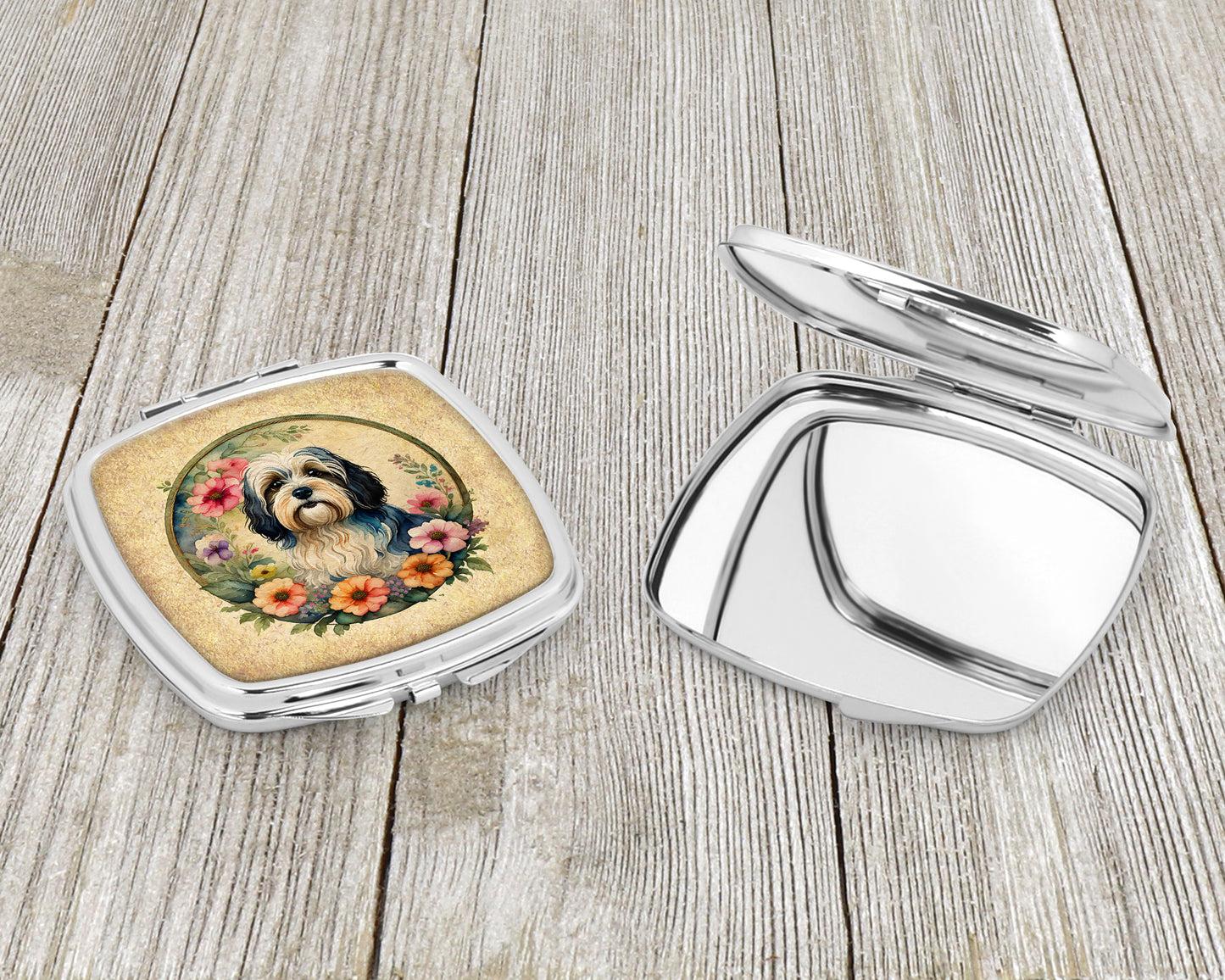 Havanese and Flowers Compact Mirror