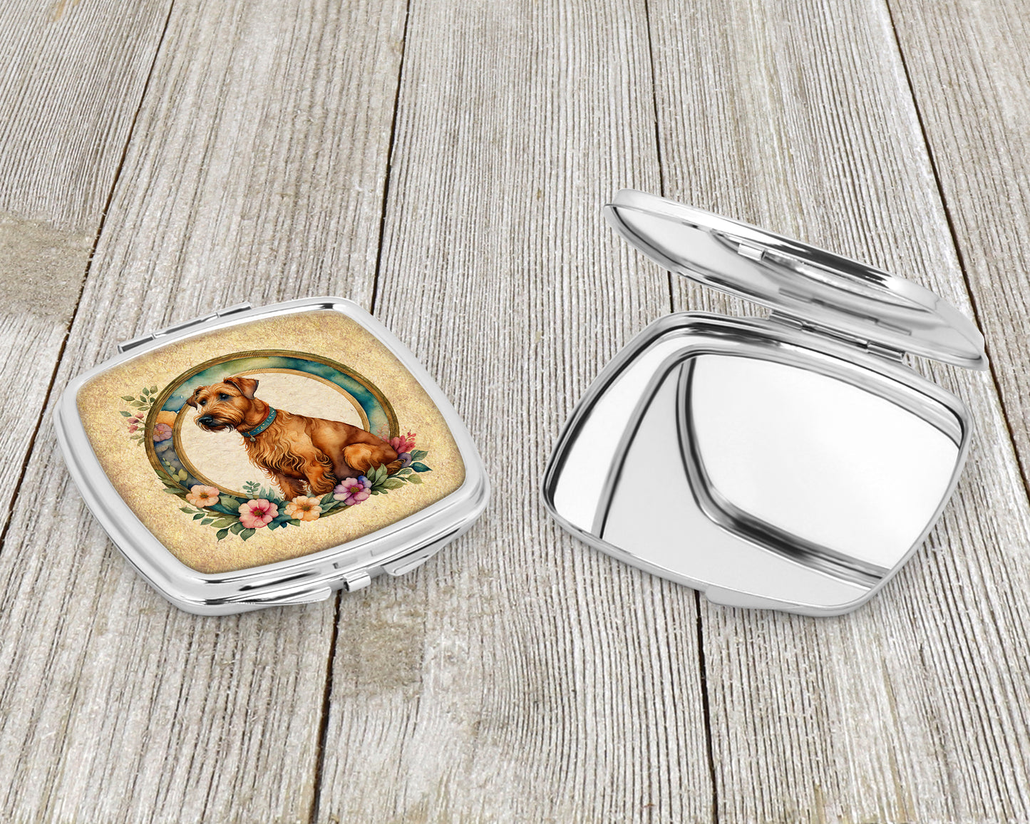 Irish Terrier and Flowers Compact Mirror