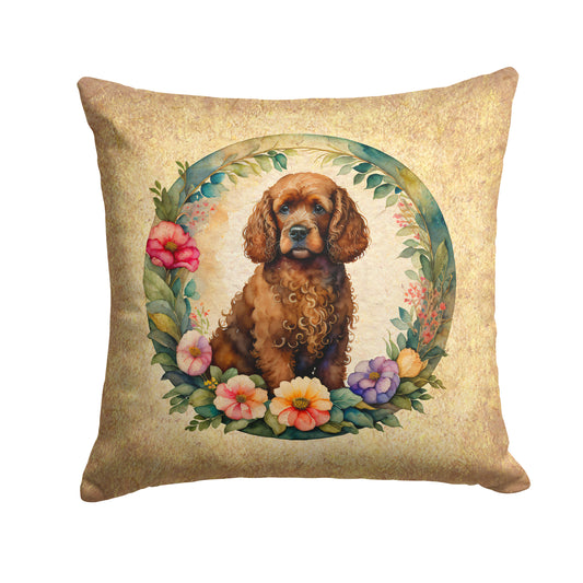 Buy this Irish Water Spaniel and Flowers Throw Pillow